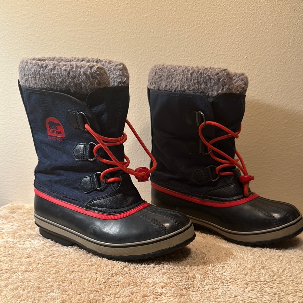 ❄️☃️ Sorel Kids’ Yoot PAC Navy and Red Winter Boots-size 4 ☃️❄️